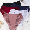 Set de 5 pantaletas de algodon con encaje en la cintura, parche y diseno transpirable y comodo con adorno de encaje