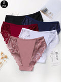 Set de 5 pantaletas de algodon con encaje en la cintura, parche y diseno transpirable y comodo con adorno de encaje