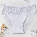 Set de 5 pantaletas de algodon con encaje en la cintura, parche y diseno transpirable y comodo con adorno de encaje