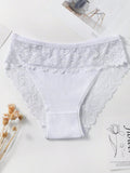 Set de 5 pantaletas de algodon con encaje en la cintura, parche y diseno transpirable y comodo con adorno de encaje