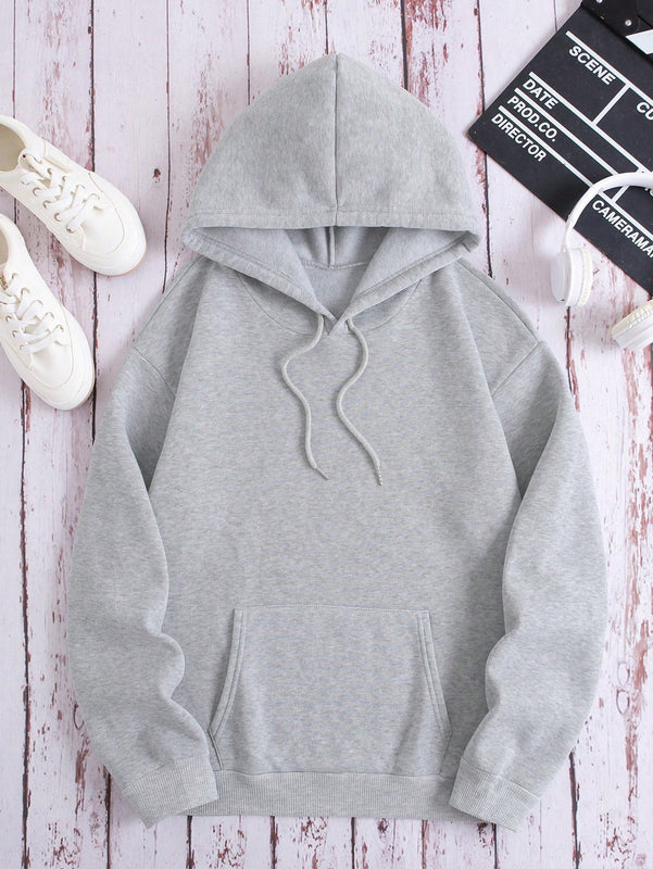 Ezwear sudadera con capucha de forro polar con estampado de lema casual para mujer, otono/invierno