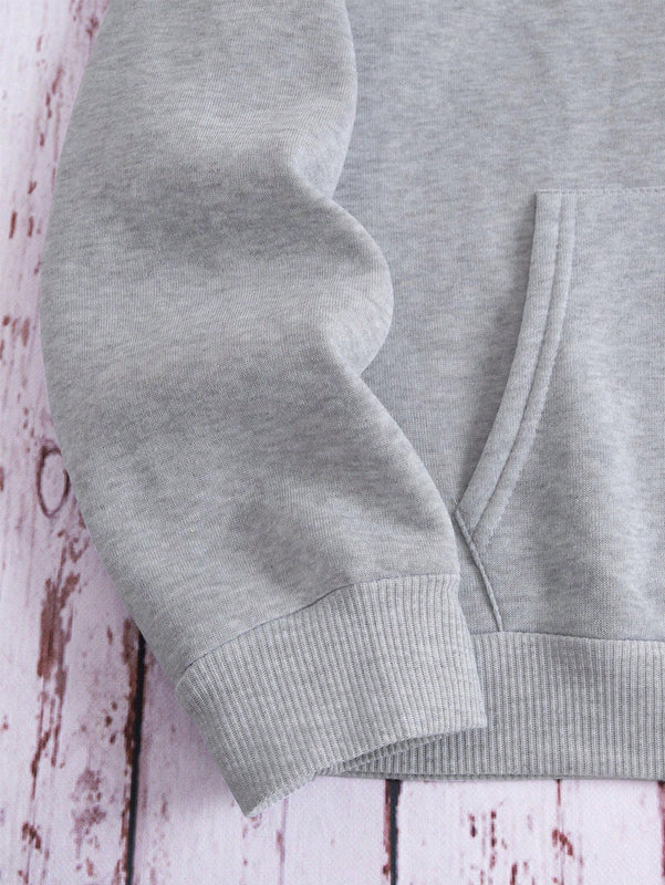 Ezwear sudadera con capucha de forro polar con estampado de lema casual para mujer, otono/invierno