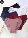 Set de 5 bragas/pantis de algodon comodos y transpirables con aplicaciones de encaje para mujeres