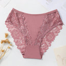 Set de 5 bragas/pantis de algodon comodos y transpirables con aplicaciones de encaje para mujeres