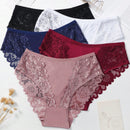 Set de 5 bragas/pantis de algodon comodos y transpirables con aplicaciones de encaje para mujeres