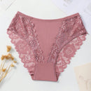 Set de 5 bragas/pantis de algodon comodos y transpirables con aplicaciones de encaje para mujeres