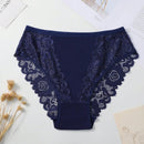 Set de 5 bragas/pantis de algodon comodos y transpirables con aplicaciones de encaje para mujeres