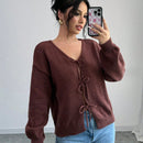 Prive blusa casual de manga larga con amarres delanteros para mujer, para uso diario