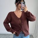 Prive blusa casual de manga larga con amarres delanteros para mujer, para uso diario