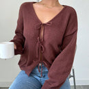Prive blusa casual de manga larga con amarres delanteros para mujer, para uso diario