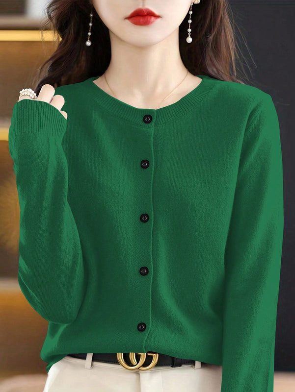 Essnce cardigan suelto y casual de mujer de un solo abotonado, de color liso, manga larga, para otono/invierno