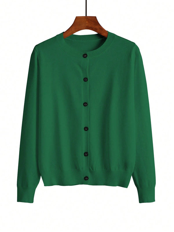 Essnce cardigan suelto y casual de mujer de un solo abotonado, de color liso, manga larga, para otono/invierno