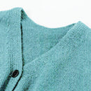 Nuevo cardigan de punto de manga larga informal con cuello en v y abotonado, color negro, para mujeres, adecuado como prenda de abrigo, estilo otono/invierno 2024