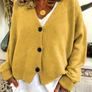 Nuevo cardigan de punto de manga larga informal con cuello en v y abotonado, color negro, para mujeres, adecuado como prenda de abrigo, estilo otono/invierno 2024
