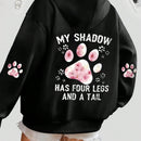 Lune sudadera con capucha informal para mujer con estampado de letra y pata de perro, para otono/invierno