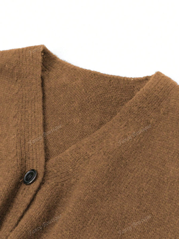 Nuevo cardigan de punto de manga larga informal con cuello en v y abotonado, color negro, para mujeres, adecuado como prenda de abrigo, estilo otono/invierno 2024