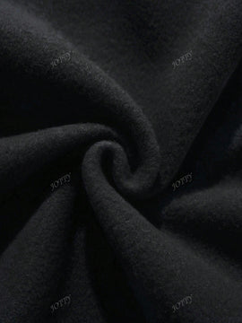 Sudadera con capucha negra holgada de mujer con estampado de lema, hombros caidos y cordon, primavera y otono