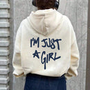 Sudadera con capucha de hombro caido con estampado de eslogan para mujeres