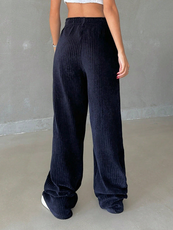 Pantalones anchos de unicolor para mujeres