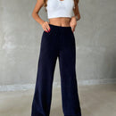 Pantalones anchos de unicolor para mujeres