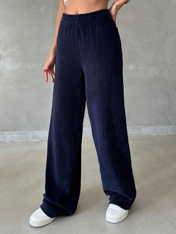 Pantalones anchos de unicolor para mujeres