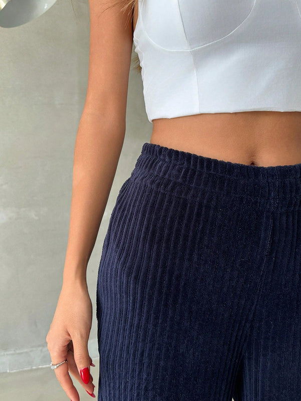 Pantalones anchos de unicolor para mujeres