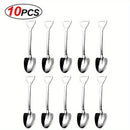 Juego de 10 cucharas de postre de acero inoxidable - Cucharas de té elegantes en forma de pala para café, helado, fruta, cubertería de mesa de cocina