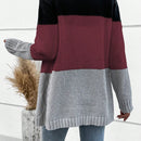 Lune cardigan con parches de colores contrastantes, informal y de moda para uso diario