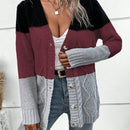 Lune cardigan con parches de colores contrastantes, informal y de moda para uso diario
