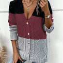 Lune cardigan con parches de colores contrastantes, informal y de moda para uso diario