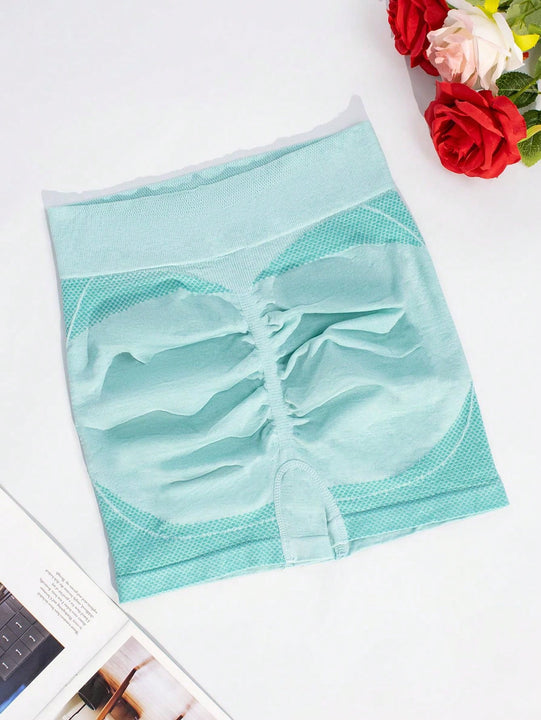 1 pieza shorts de yoga de cintura alta sin costuras amarillos, shorts comodos y transpirables con control de abdomen y levantamiento