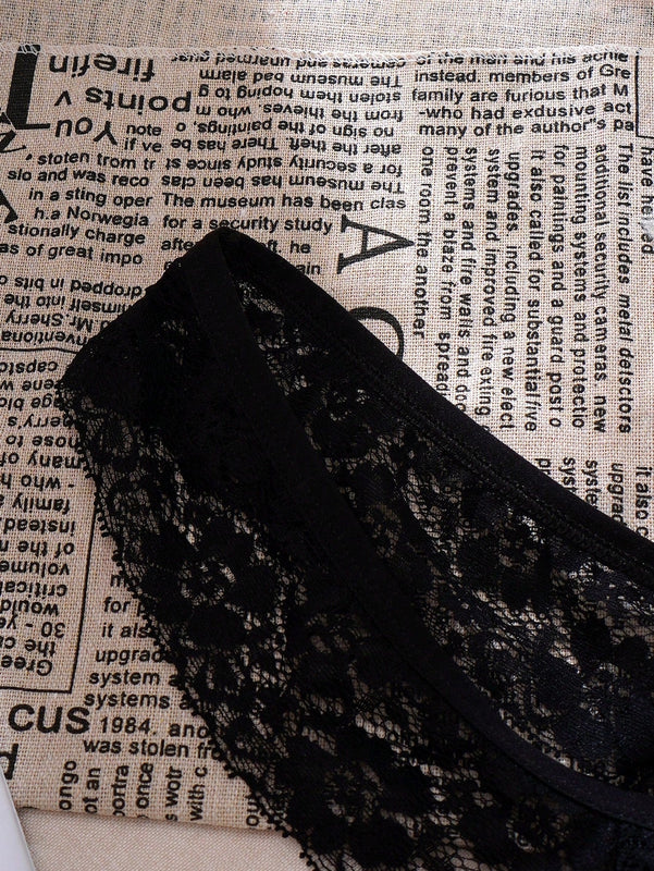 1 pieza pantie tipo tanga de unicolor con encaje