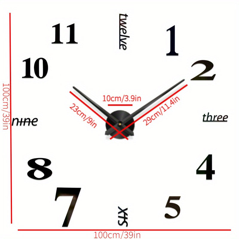 1pc Pegatina de Reloj que Brilla en la Oscuridad - Silencioso, Sin Tic-Tac, Funciona con Batería (1 AA No Incluida), Reloj Circular Acrílico con Números Mixtos y Manecillas Doradas para Sala, Dormitorio, Decoración del Hogar
