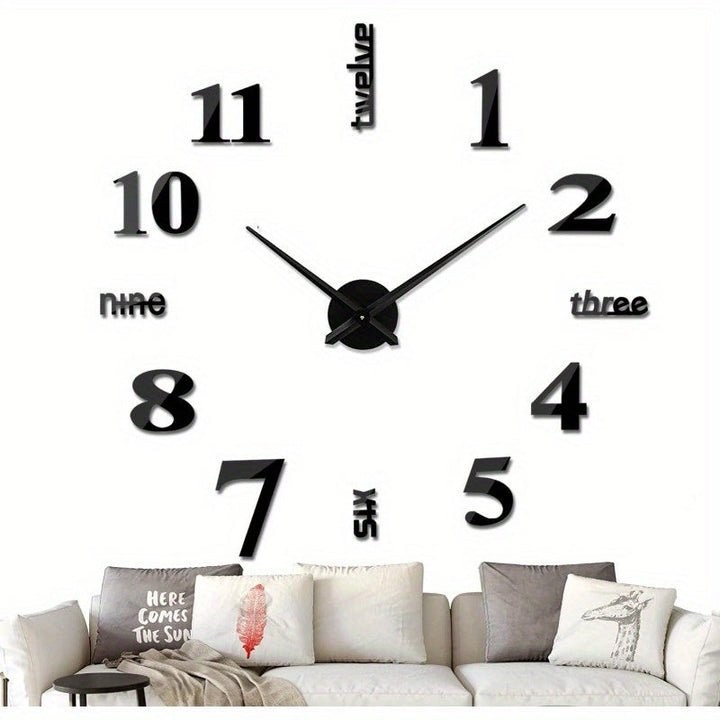 1pc Pegatina de Reloj que Brilla en la Oscuridad - Silencioso, Sin Tic-Tac, Funciona con Batería (1 AA No Incluida), Reloj Circular Acrílico con Números Mixtos y Manecillas Doradas para Sala, Dormitorio, Decoración del Hogar