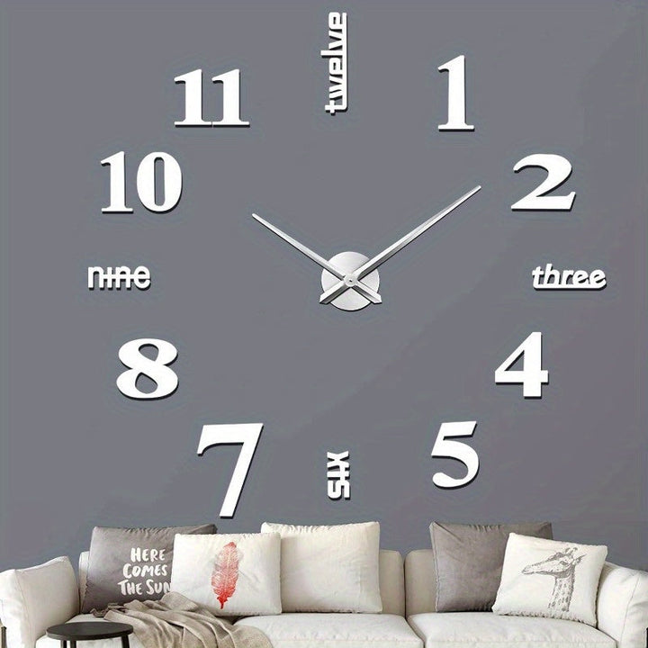 1pc Pegatina de Reloj que Brilla en la Oscuridad - Silencioso, Sin Tic-Tac, Funciona con Batería (1 AA No Incluida), Reloj Circular Acrílico con Números Mixtos y Manecillas Doradas para Sala, Dormitorio, Decoración del Hogar