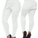 Lady pantalones casuales ajustados de unicolor 2 en 1 para mujer