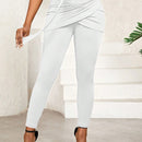 Lady pantalones casuales ajustados de unicolor 2 en 1 para mujer