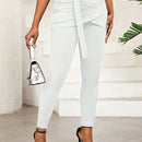 Lady pantalones casuales ajustados de unicolor 2 en 1 para mujer