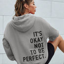 Ezwear sudadera con capucha casual de hombros caidos para mujer con estampado de eslogan, otono/invierno