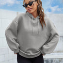 Ezwear sudadera con capucha casual de hombros caidos para mujer con estampado de eslogan, otono/invierno