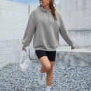 Ezwear sudadera con capucha casual de hombros caidos para mujer con estampado de eslogan, otono/invierno