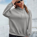 Ezwear sudadera informal con capucha y estampado de lema en azul marino para otono e invierno