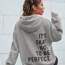 Ezwear sudadera con capucha casual de hombros caidos para mujer con estampado de eslogan, otono/invierno