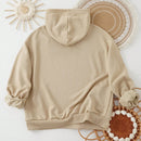 Ezwear sudadera con capucha de ajuste holgado y gruesa con estampado minimalista "feliz ano nuevo" de color rojo casual para mujer