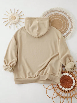 Ezwear sudadera con capucha de ajuste holgado y gruesa con estampado minimalista "feliz ano nuevo" de color rojo casual para mujer