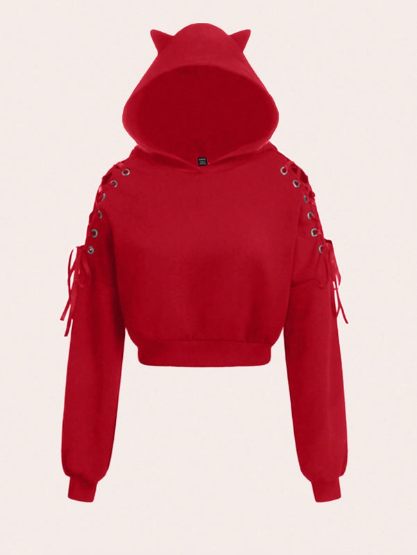 Ezwear capucha halloween con diseno de cordon con ojal de hombros caidos