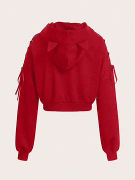 Ezwear capucha halloween con diseno de cordon con ojal de hombros caidos