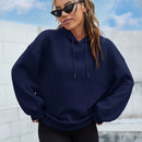 Ezwear sudadera informal con capucha y estampado de lema en azul marino para otono e invierno
