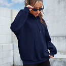 Ezwear sudadera con capucha casual de hombros caidos para mujer con estampado de eslogan, otono/invierno