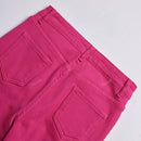 Pantalones ajustados, lineales y elegantes con botones y presillas para el cinturon, con forro termico y elasticos para mujer